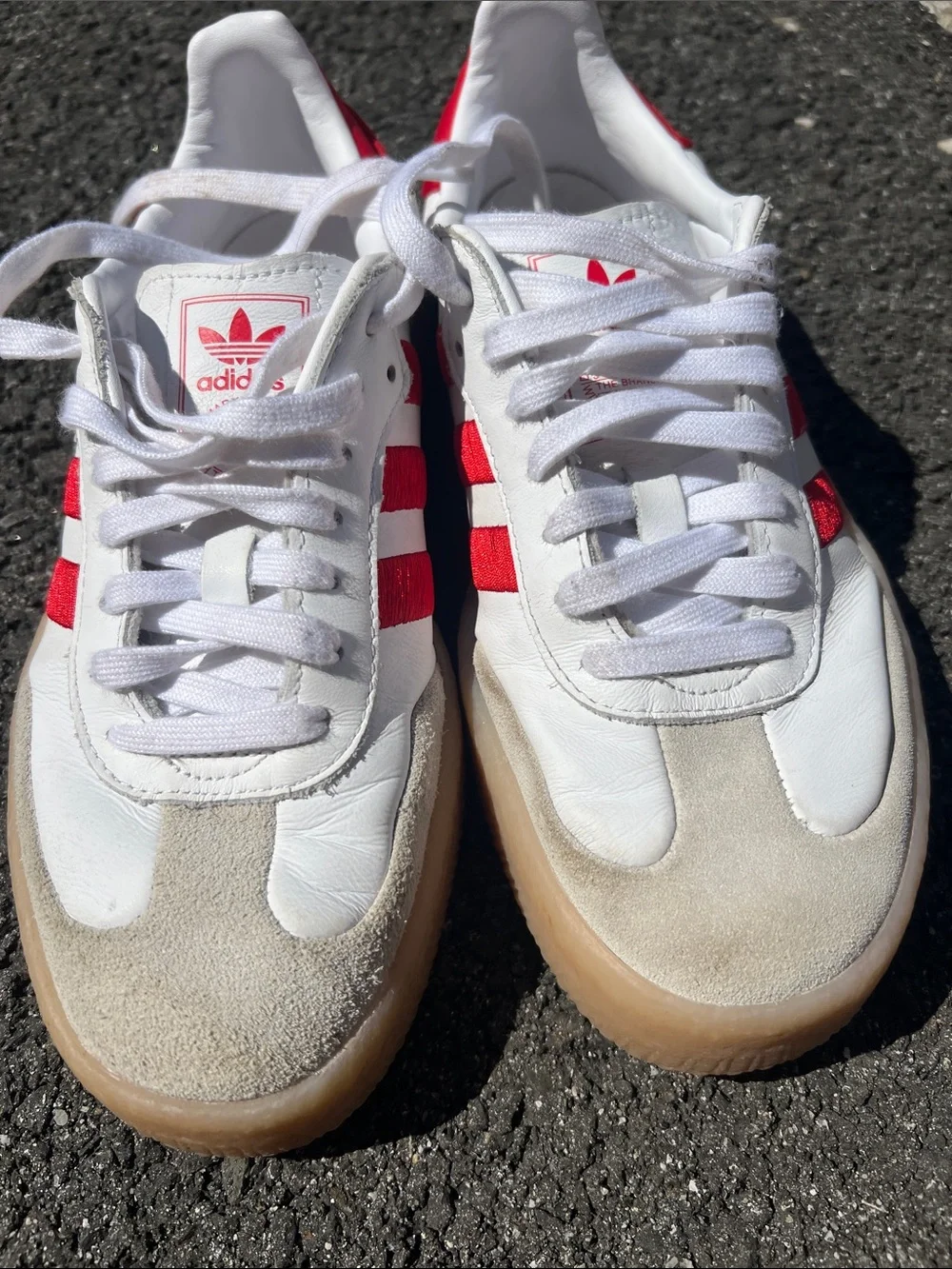 adidas Samba women’s  White & Red Leather Sneakers with Gum Sole